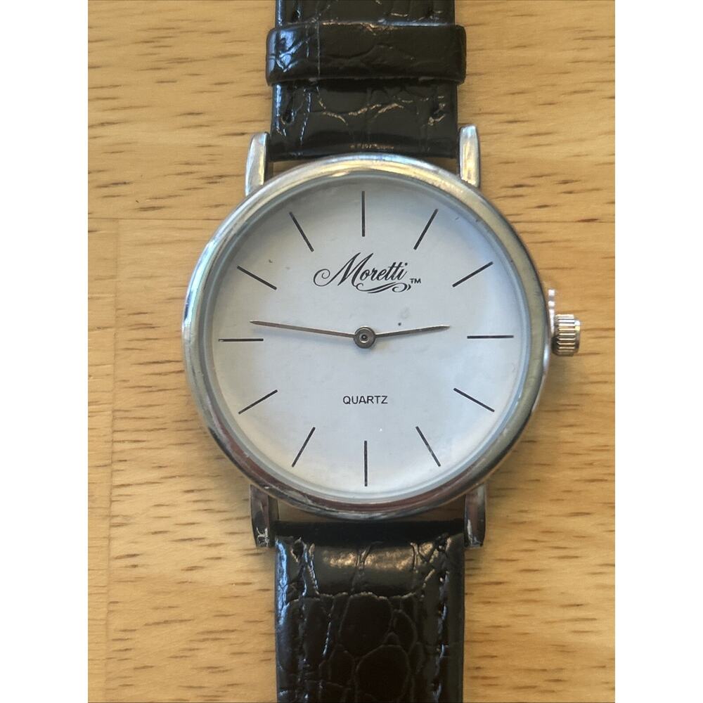 Moretti Silver Tone Black Band Women’s Quartz Watch